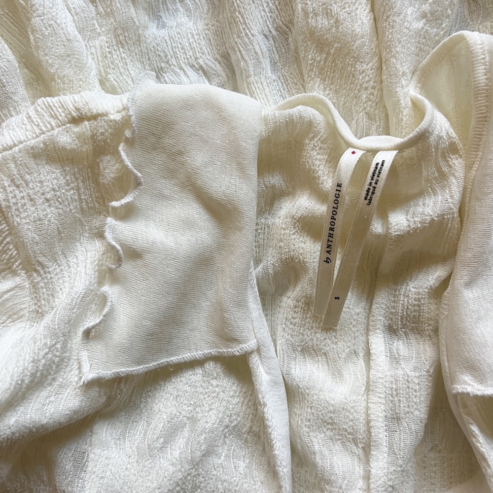 NWOT Anthropologie Long-Sleeve Button-Front Textured Blouse - Picture 11 of 12